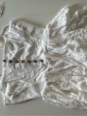 Free People Cream Button-Front Peasant Blouse